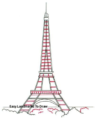 400x497 Easy Landmarks To Draw How To Draw The Eiffel Tower In Steps - Eiffel Tower Drawing Steps