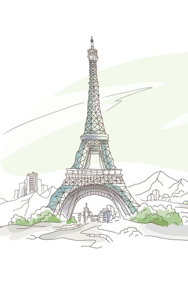640x960 Cool Phone Backgrounds Tumblr - Eiffel Tower Drawing Tumblr