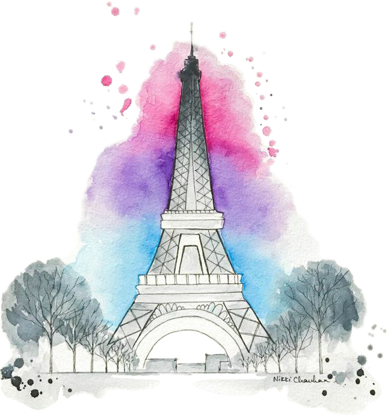 565x605 Eiffeltower Colorsplash Tumblr - Eiffel Tower Drawing Tumblr
