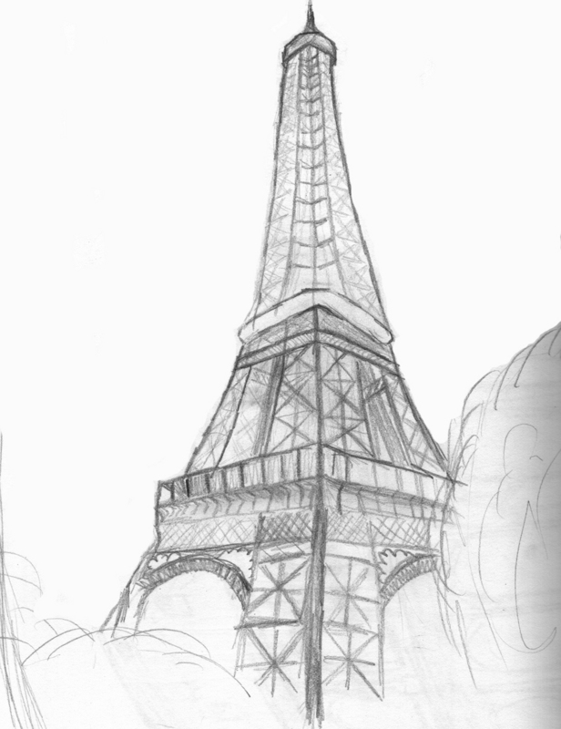 616x800 Easy Pencil Sketches Of Eiffel Tower - Eiffel Tower Drawing Tumblr