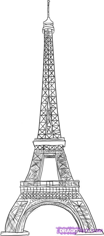 429x971 How To Draw The Eiffel Tower, Step - Eiffel Tower Line Drawing