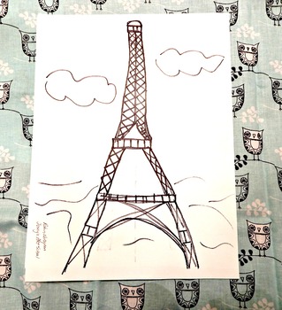 319x350 Kids Drawing Lesson Eiffel Tower Directed Line Drawing Series Tpt - Eiffel Tower Line Drawing