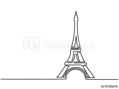 500x375 Paris Eiffel Tower Icon Thin Continuous Line Drawing For Web - Eiffel Tower Line Drawing