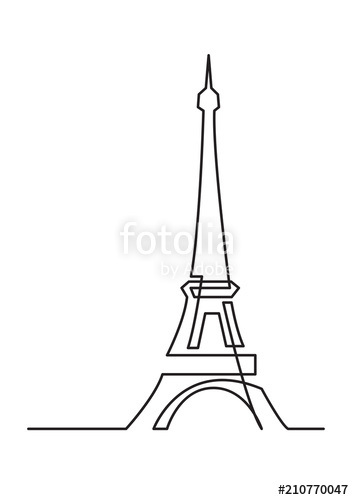 354x500 Continuous Line Drawing Of Paris Eiffel Tower Stock Image - Eiffel Tower Line Drawing