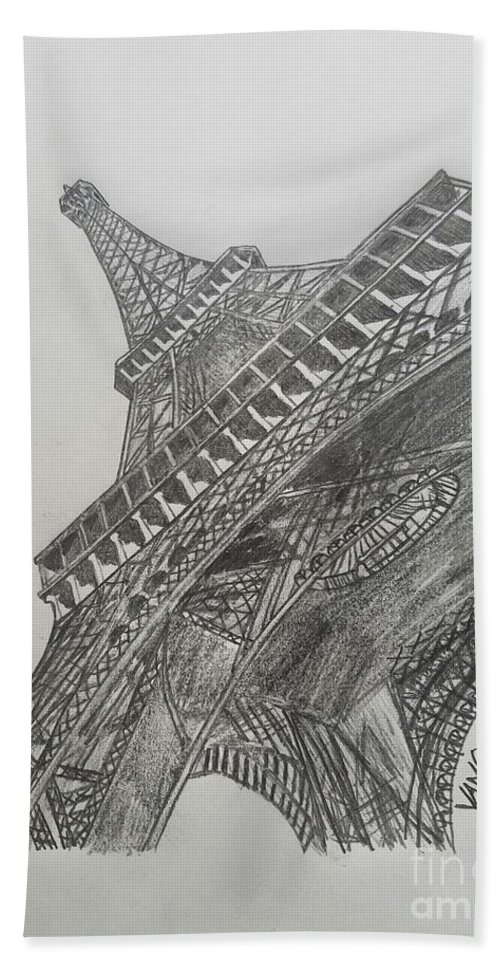 500x967 Eiffel Tower Graphite Pencil Sketch Beach Towel For Sale - Eiffel Tower Pencil Drawing