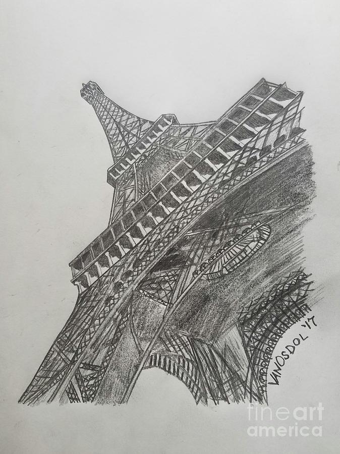 674x900 Eiffel Tower Graphite Pencil Sketch Drawing - Eiffel Tower Pencil Drawing
