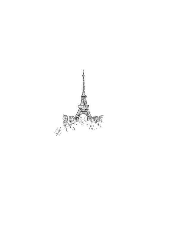 570x810 Eiffel Tower A Miniature Pencil Drawing Reproduced Actual Etsy - Eiffel Tower Pencil Drawing