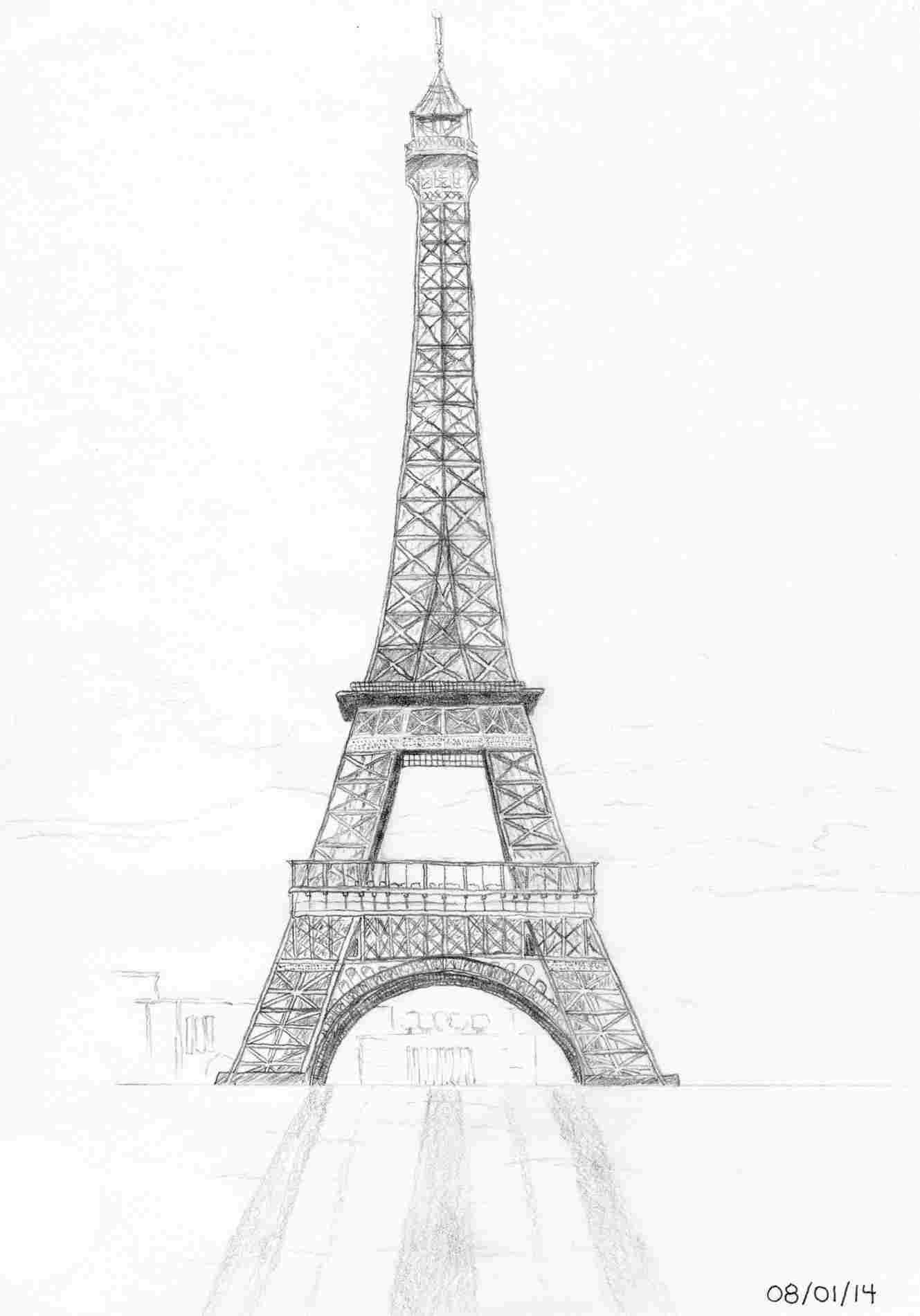 Realistic Easy Eiffel Tower Drawing