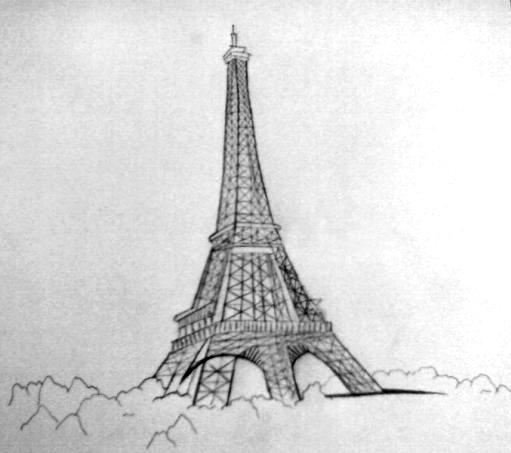 511x453 Eiffel Tower Sketch - Eiffel Tower Pencil Drawing