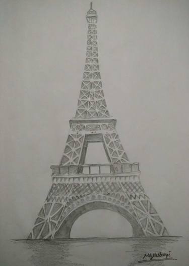 375x526 Eiffel Tower, Paris Drawing - Eiffel Tower Pencil Drawing