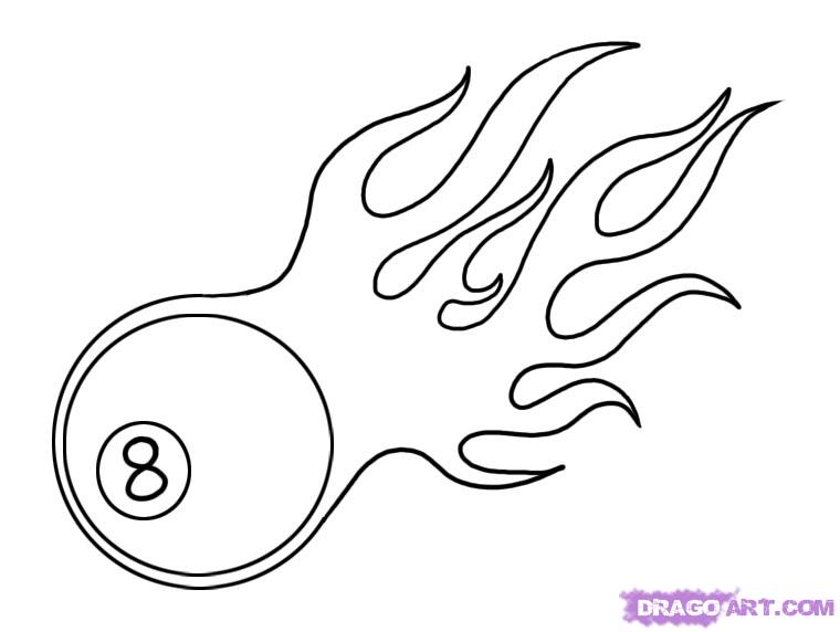 760x572 How To Draw A Flaming Eight Ball, Step - Eight Drawing