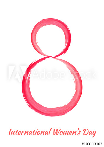 354x500 Red Watercolor Brush Drawing Number Eight Happy International - Eight Drawing