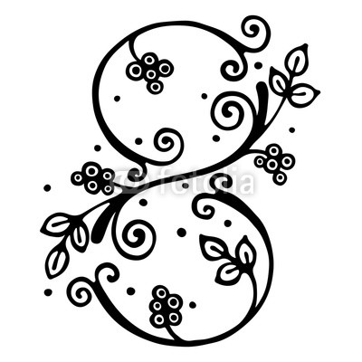 400x400 Vector Hand Drawn Illustration, Decorative Stylized Number Eight - Eight Drawing