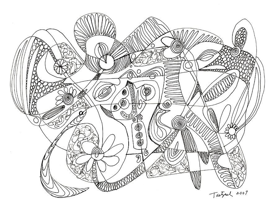 900x661 Abstract Pen Drawing Thirty Eight Drawing - Eight Drawing