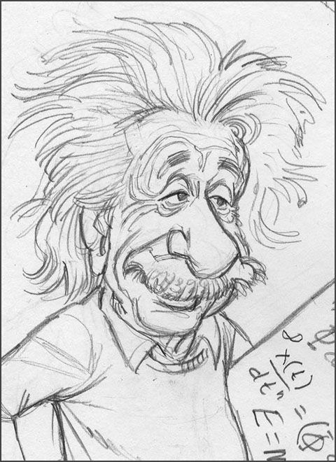 480x660 how to draw cartoon caricatures albert einstein tom's mad blog - Einstein Cartoon Drawing