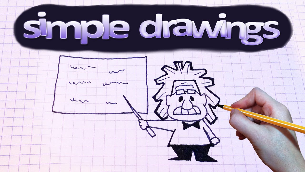1280x720 Simple Drawings - Einstein Cartoon Drawing
