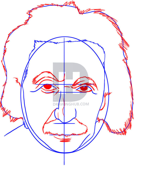 601x720 how to draw albert einstein, step - Einstein Drawing