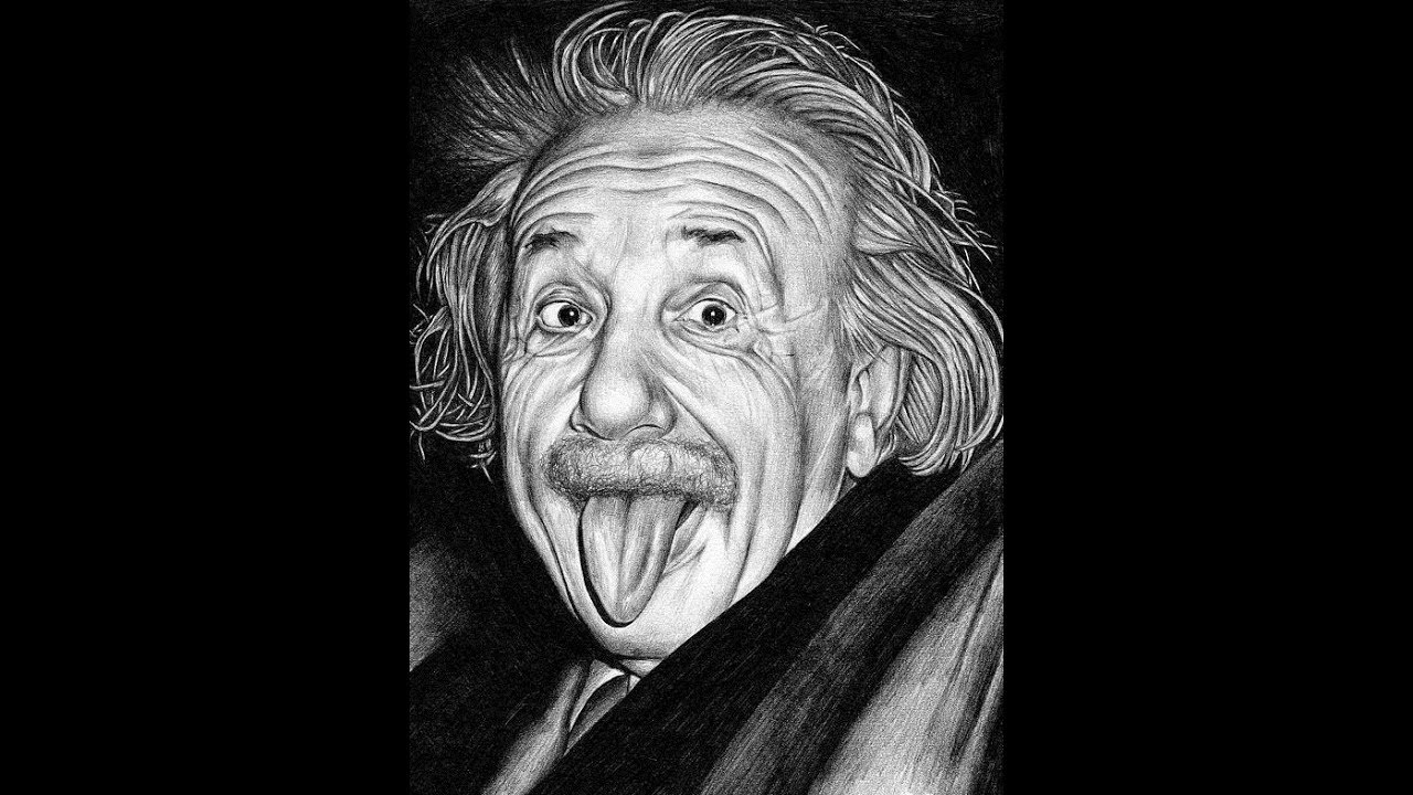 1280x720 how to draw albert einstein face pencil drawing step - Einstein Drawing