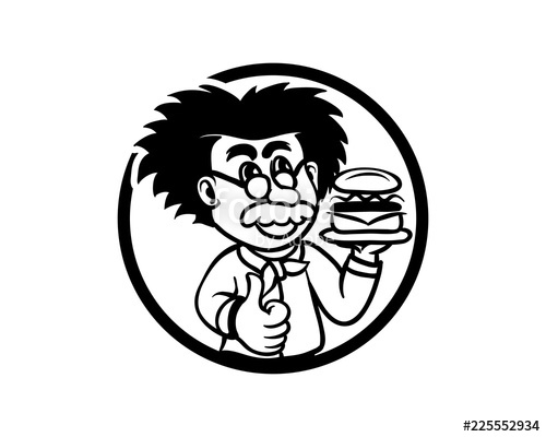 500x400 professor albert einstein with hamburger or sandwich on the hand - Einstein Drawing Cartoon