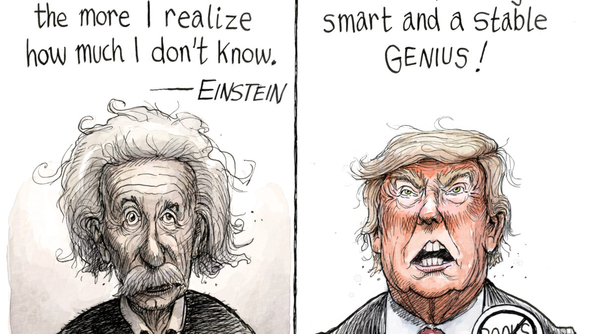 1200x675 Trump No Einstein Cartoon Ipolitics - Einstein Drawing Cartoon