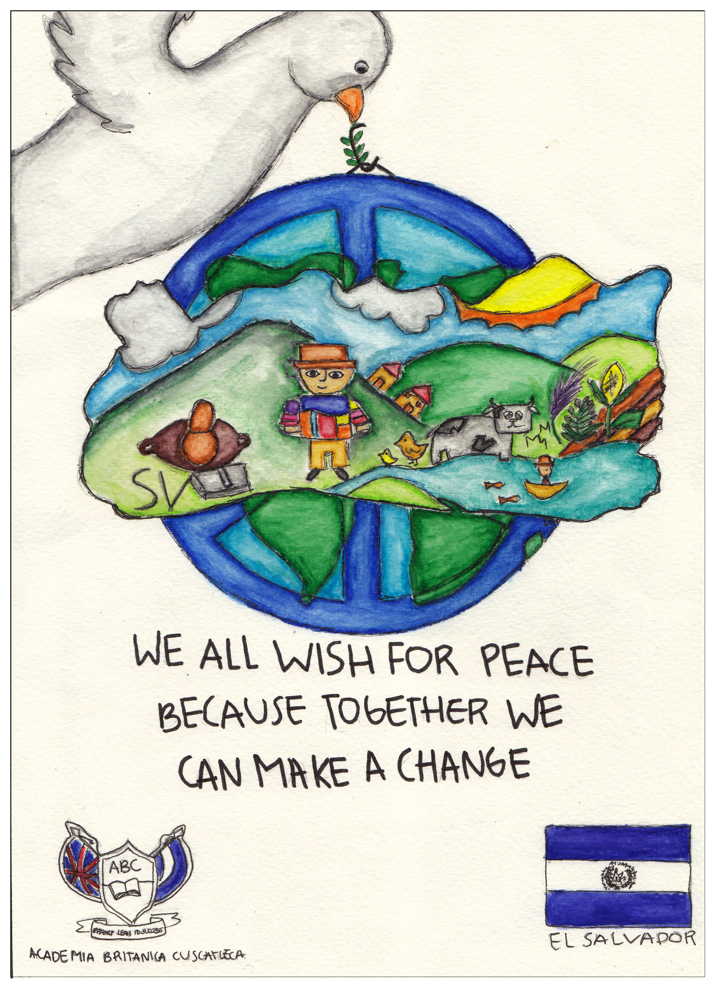2362x3255 el salvador schools' international peace quilt - El Salvador Flag Drawing
