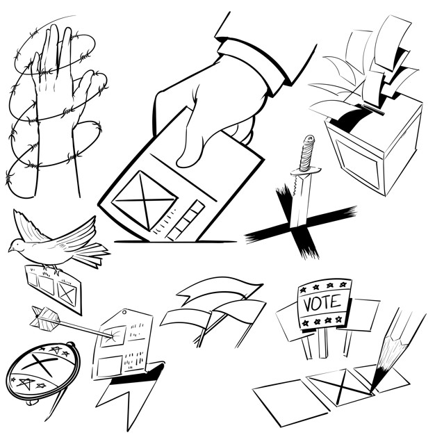 626x626 hand drawing illustration set of election vector free download - Election Drawing