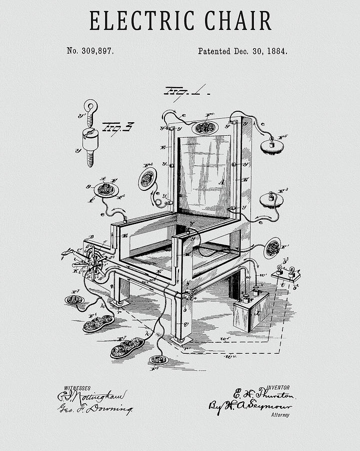 720x900 electric chair patent drawing - Electric Chair Drawing