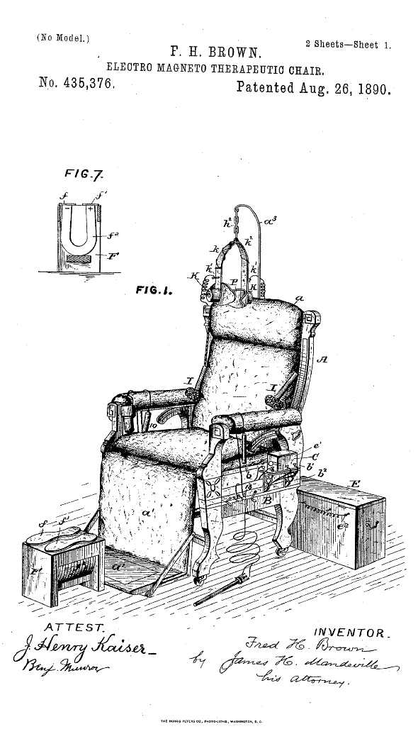 590x1028 electro luxurious the happy electric chair, patent - Electric Chair Drawing