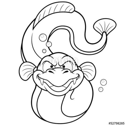 500x500 vector illustration of electric eel cartoon - Electric Eel Drawing