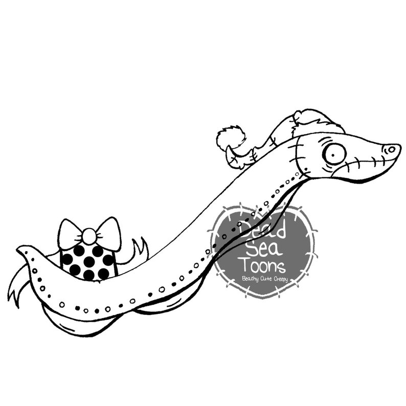 794x794 dst christmas electric eel printable digital stamp etsy - Electric Eel Drawing
