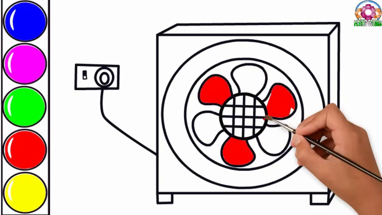 1280x720 electric fan coloring book for children fan drawing - Electric Fan Drawing