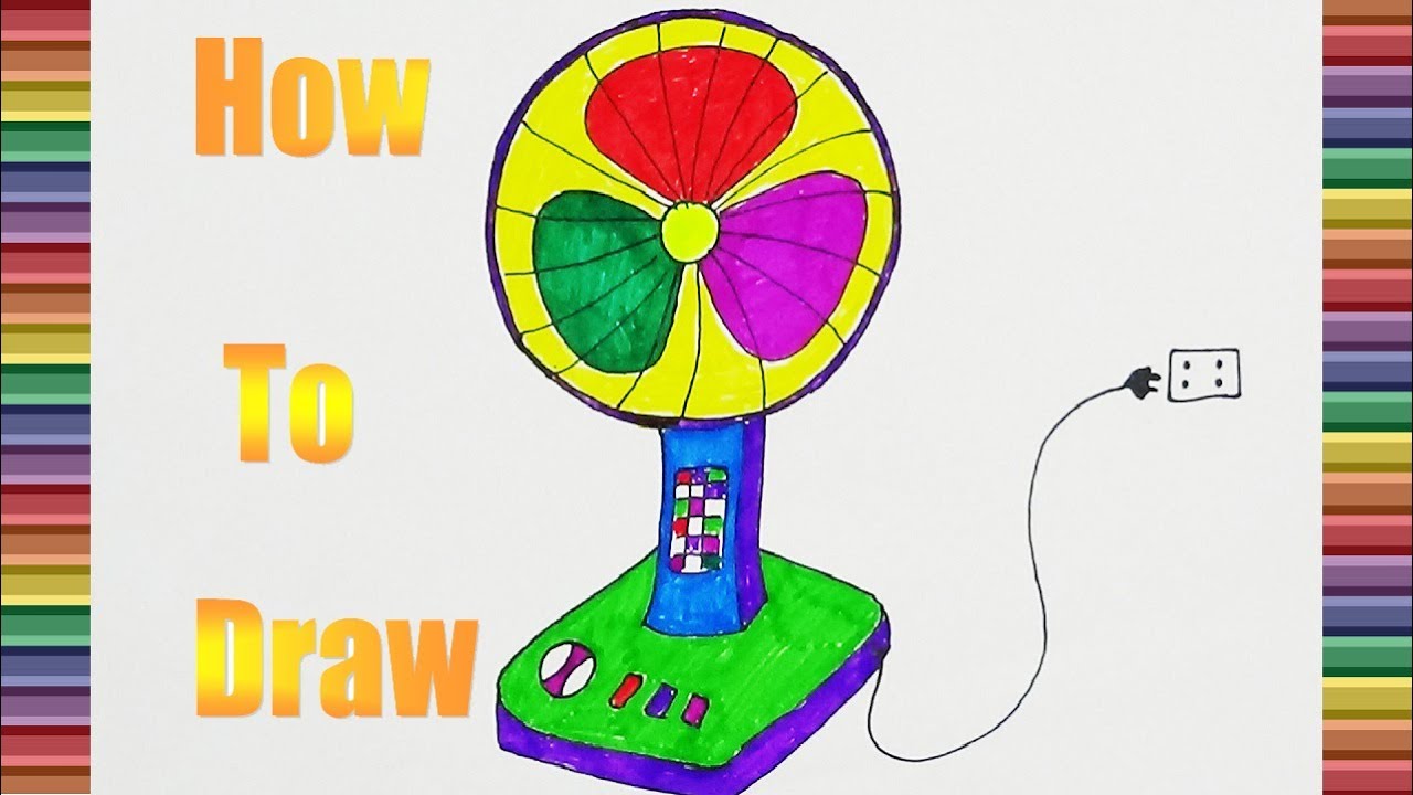 1280x720 how to draw an electric fan color for kids when coloring - Electric Fan Drawing