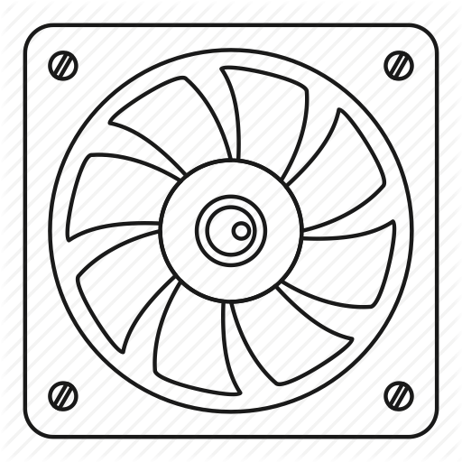 512x512 computer, electric, fan, line, outline, technology, thn - Electric Fan Drawing