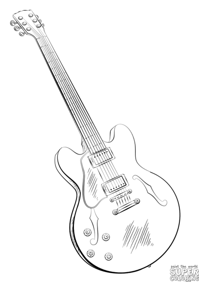 406x575 how to draw an electric guitar step - Electric Guitar Drawing