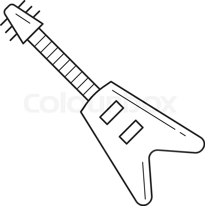 798x800 Electric Guitar Vector Line Icon Stock Vector Colourbox - Electric Guitar Line Drawing