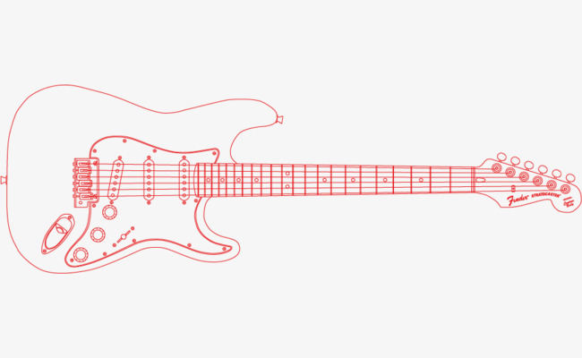 650x400 line drawing guitar, line clipart, guitar clipart, line drawing - Electric Guitar Line Drawing