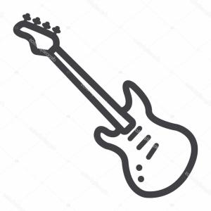 300x300 Stock Illustration Bass Guitar Line Icon Music Lazttweet - Electric Guitar Line Drawing