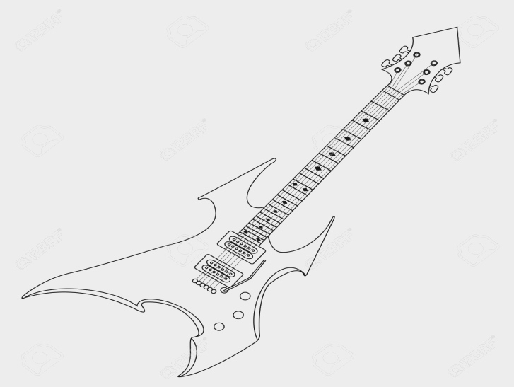 727x547 Electric Guitar Line Drawing - Electric Guitar Line Drawing