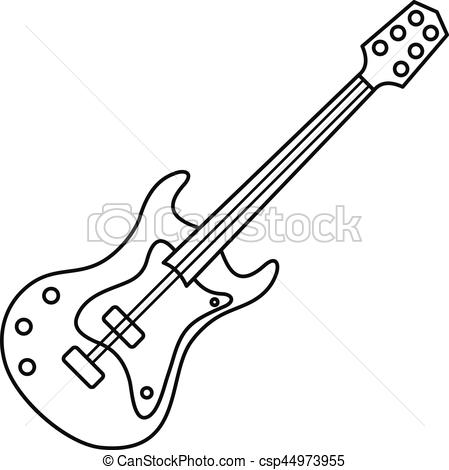 449x470 Electric Guitar Outline Clipart Great Free Clipart, Silhouette - Electric Guitar Line Drawing