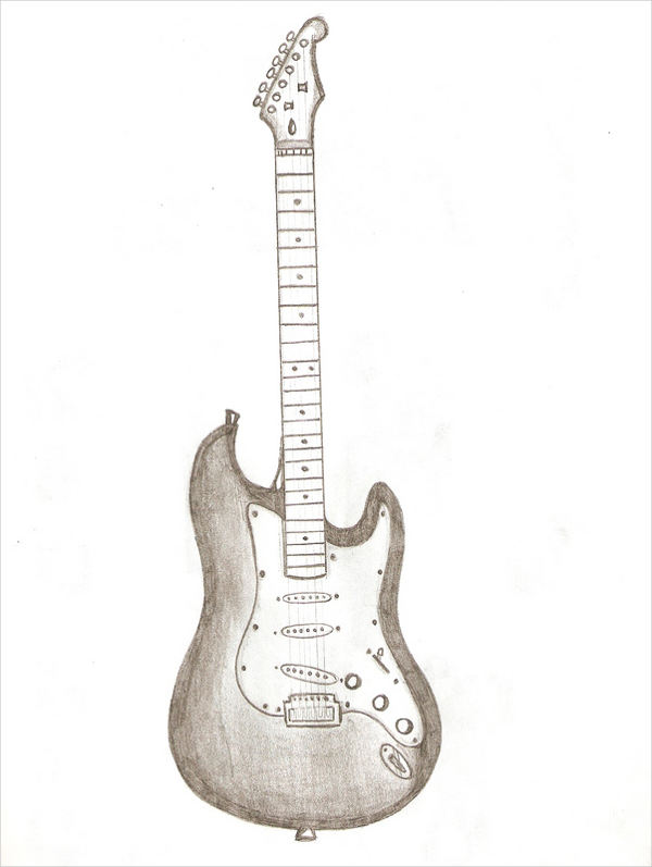 Electric Guitar Outline Drawing at PaintingValley.com | Explore ...