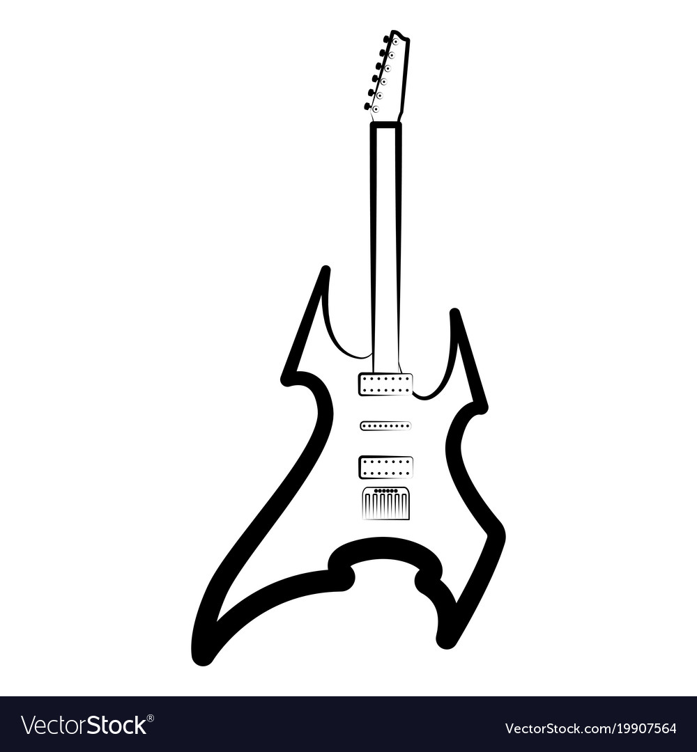 1000x1080 surprising electric guitar outline musical instrument vector image - Electric Guitar Outline Drawing