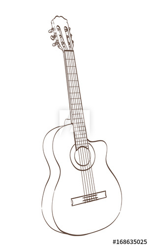 305x500 Classical Cutaway Guitar Outlines Drawing Vector Illustration - Electric Guitar Outline Drawing