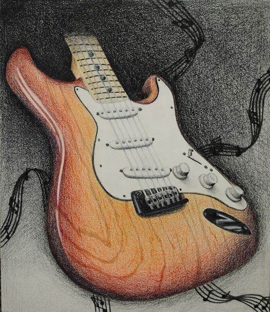 554x640 electric guitar drawing colored pencil pencil passion - Electric Guitar Pencil Drawing
