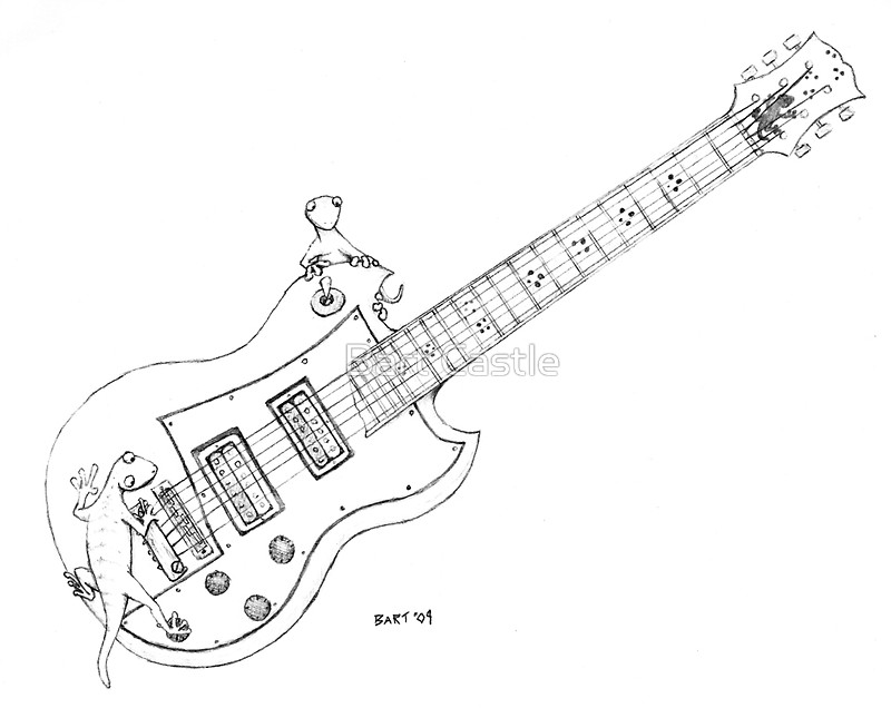 800x636 gibson geckos - Electric Guitar Pencil Drawing