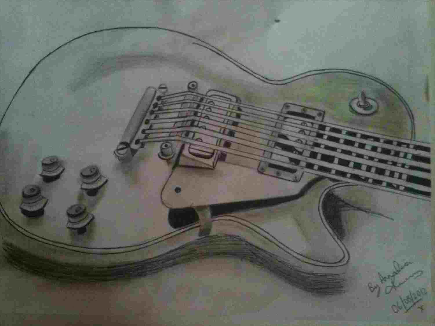 1501x1126 Guitar Pencil Painting Drawings Of Guitars Sketches - Electric Guitar Pencil Drawing