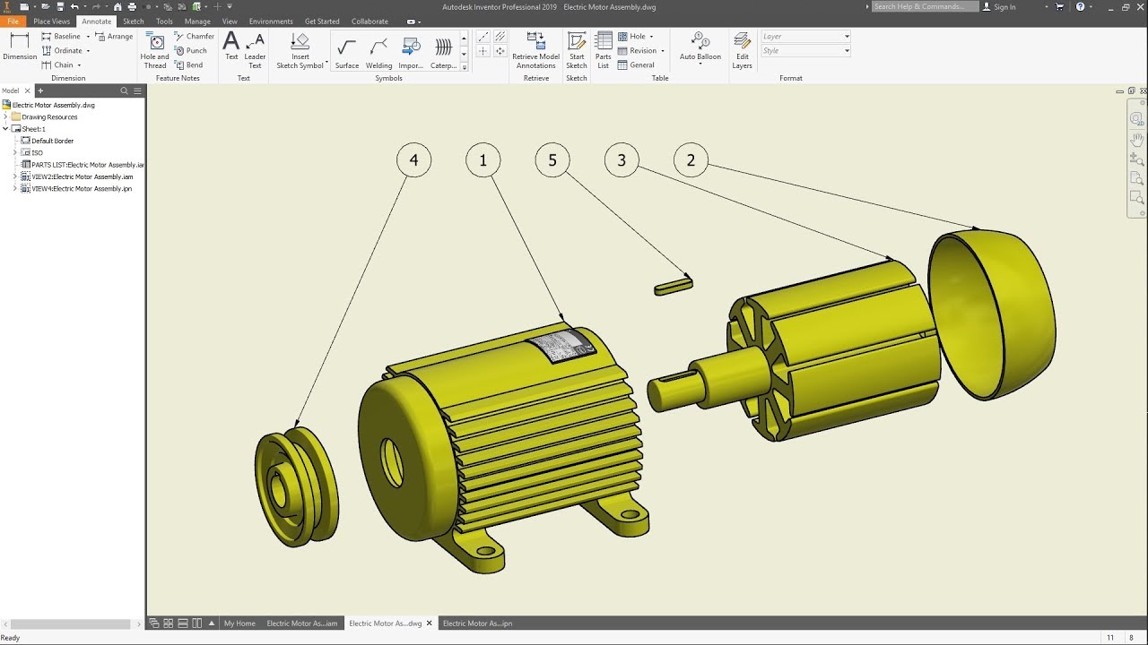 1280x720 Inventor - Electric Motor Drawing