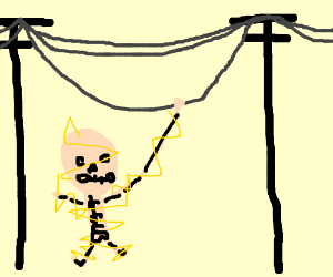 300x250 man gets electric shock from a powerline drawing - Electric Shock Drawing