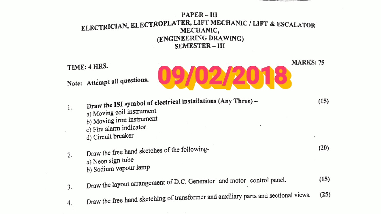 1280x720 Electrician Paper Iii Engineering Drawing - Electrical Engineering Drawing