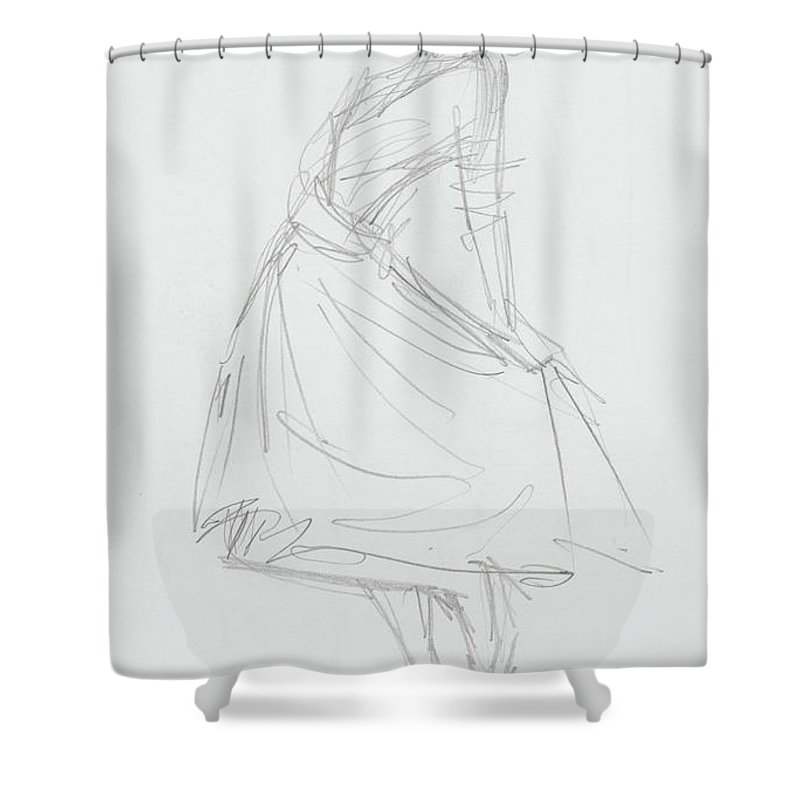 800x800 elegant woman in dress drawing shower curtain for sale - Elegant Dress Drawing