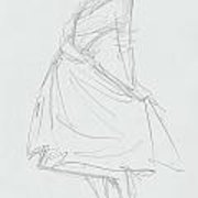 180x180 elegant woman in dress drawing wood print - Elegant Dress Drawing